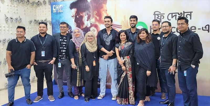 Arifin Shuvoo along with others attend a special success celebration of 'Black War: Mission Extreme 2' at GP House on 14 May, 2023.