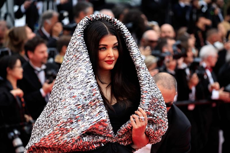 Indian actress Aishwarya Rai Bachchan arrives for the screening of the film "Indiana Jones and the Dial of Destiny" during the 76th edition of the Cannes Film Festival in Cannes, southern France, on 18 May, 2023.