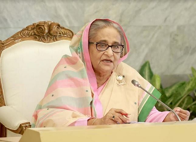 Prime Minister Sheikh Hasina addresses the cabinet in its weekly meeting on 18 May, 2023