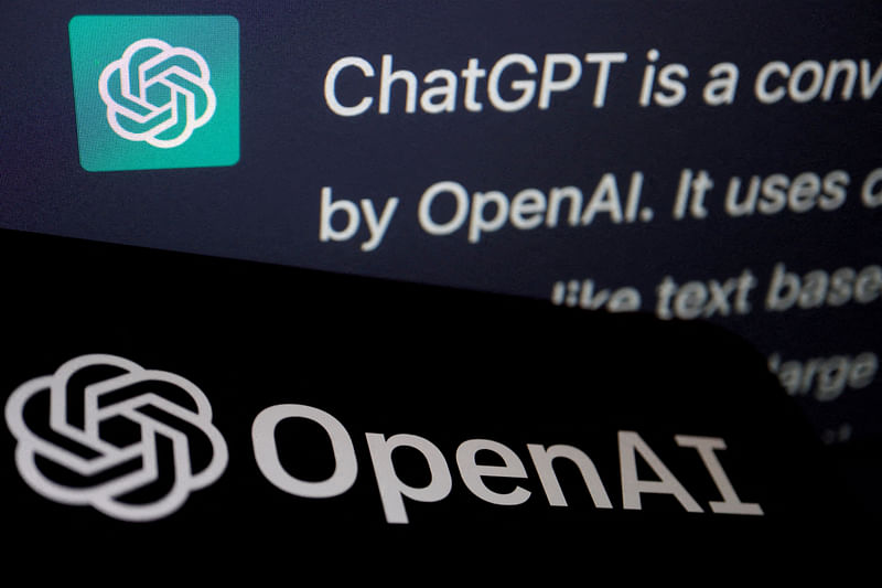 The logo of OpenAI is displayed near a response by its AI chatbot ChatGPT on its website, in this illustration picture taken 9 February, 2023