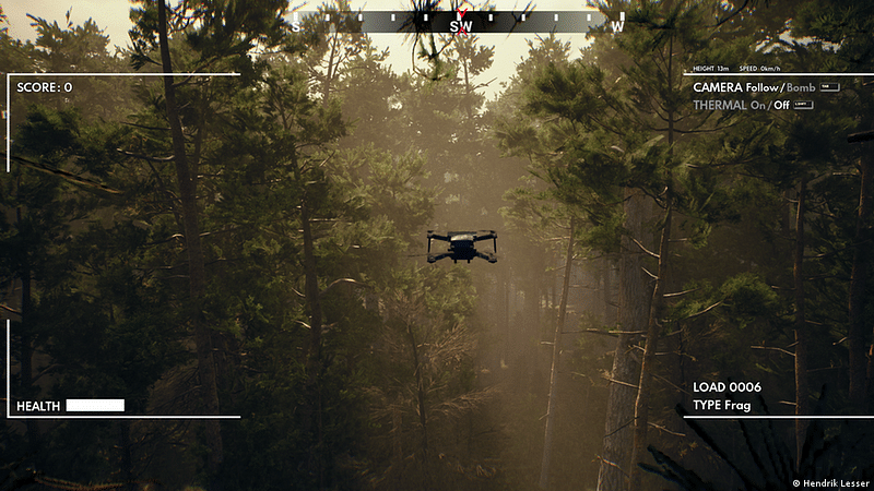 Fighting with drones in the video game, “Death from Above”