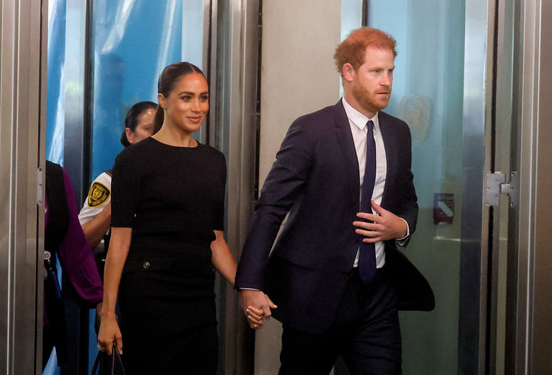 Britain's prince Harry and his wife Meghan, duchess of Sussex, arrive to celebrate Nelson Mandela International Day at the United Nations Headquarters in New York, US 18  July, 2022