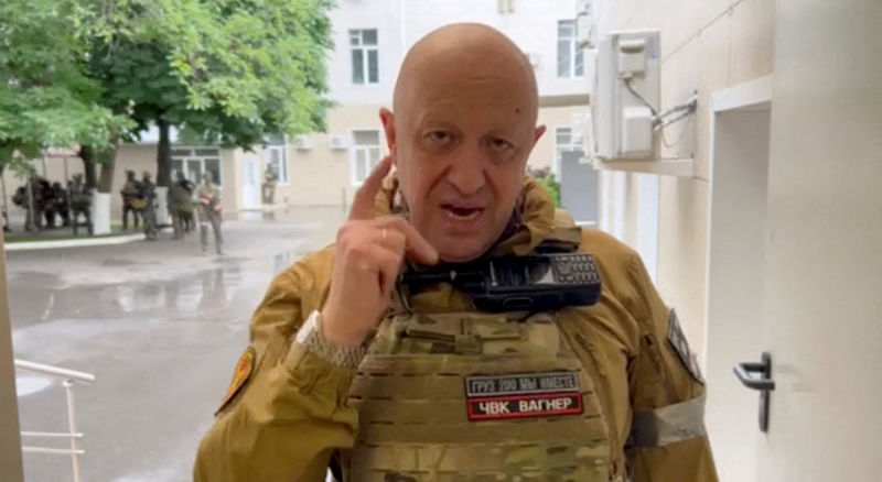 Founder of Wagner private mercenary group Yevgeny Prigozhin speaks inside the headquarters of the Russian southern army military command center, which is taken under control of Wagner PMC, according to him, in the city of Rostov-on-Don, Russia in this still image taken from a video released on 24 June, 2023