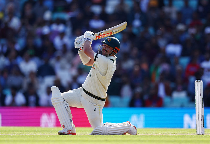 Australia’s Travis Head bats the ball during day 1 of the ICC World Test Championship cricket final match between Australia and India at The Oval, in London, on 7 June, 2023