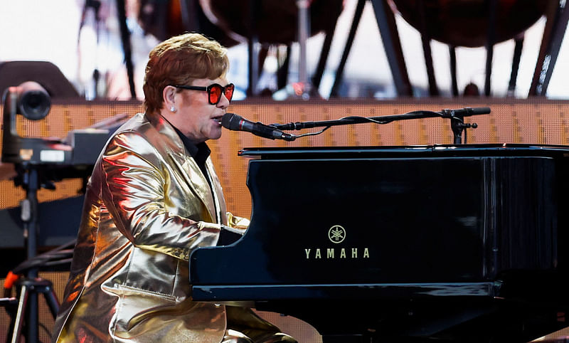 Elton John performs at the Glastonbury Festival site in Somerset, Britain, 25 June, 2023.