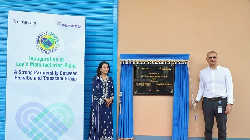 Chief Executive Officer (CEO) of Transcom Group, Simeen Rahman, and President, PepsiCo India Region, Ahmed ELsheikh, inaugurated the Lay's Chips manfacturing in Bogura Tuesday afternoon