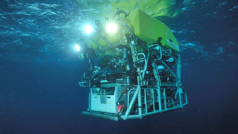 A view shows the ROV (Remotely Operated underwater Vehicle) Victor 6000