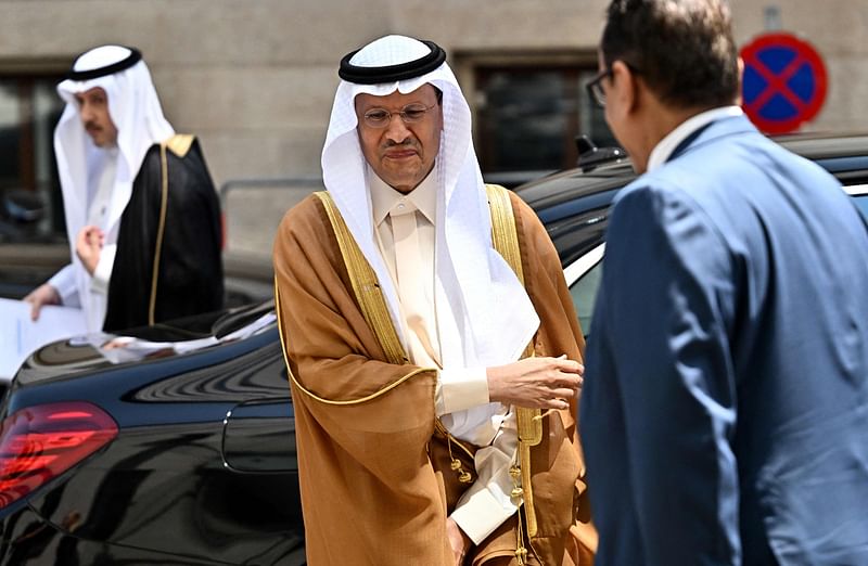 Saudi Minister of Energy Prince Abdulaziz bin Salman al-Saud arrives for the 186th Organization of Petroleum Exporting Countries (OPEC) meeting in Vienna on June 3, 2023.