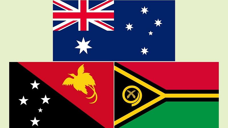 Flags of Australia, Vanuatu and Papua New Guinea