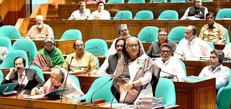 Prime Minister and Leader of the House Sheikh Hasina addresses Jatiya Sangsad