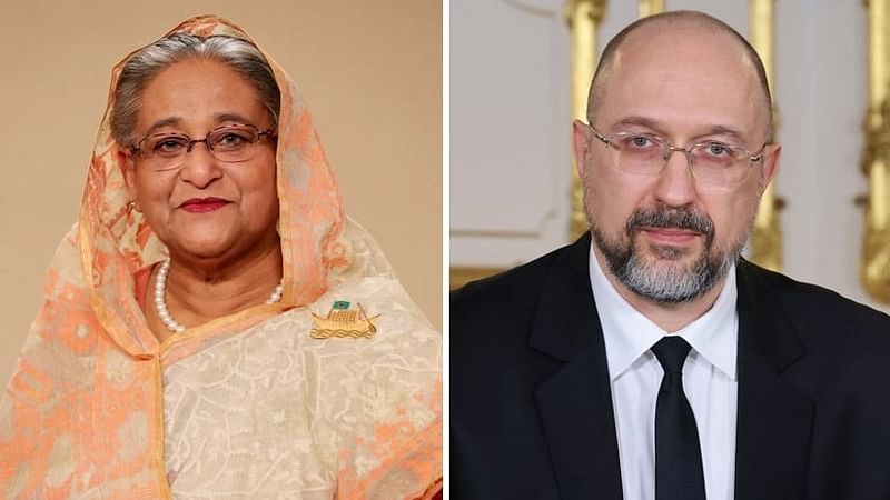 Bangladesh Prime Minster Sheikh Hasina and Prime Minister of Ukraine Denys Shmyhal