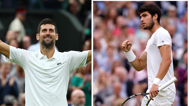 Serbia's Novak Djokovic and Spain's Carlos Alcaraz set to face off on the men's singles final tennis match on the fourth day of the 2023 Wimbledon Championships at The All England Lawn Tennis Club in Wimbledon, London on 16 July 2023