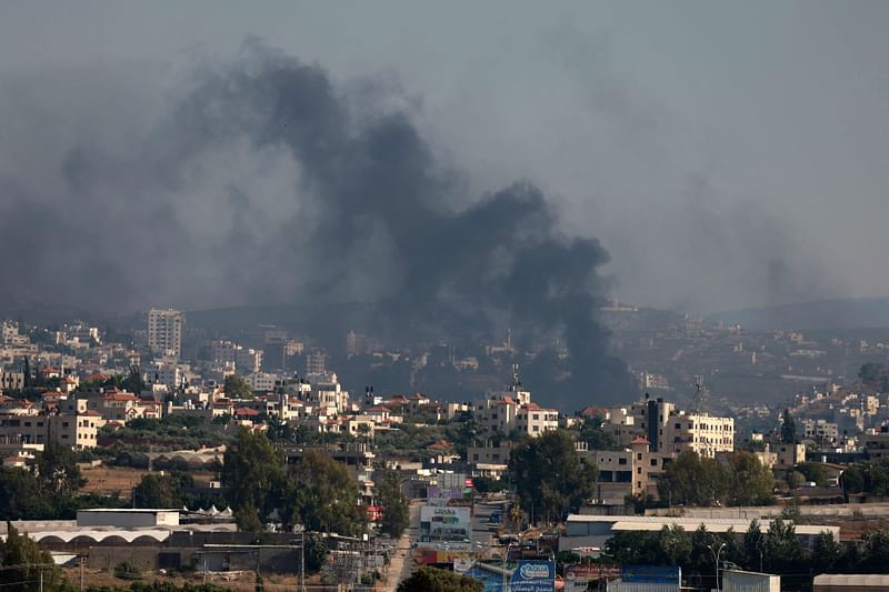 Smoke billows during an Israeli army operation in Jenin in the occupied West Bank on 3 July, 2023