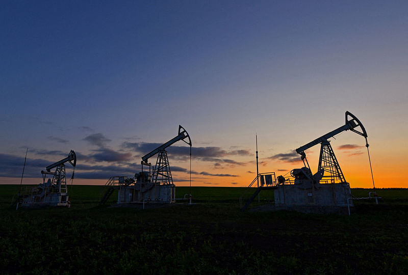 A view shows oil pump jacks outside Almetyevsk in the Republic of Tatarstan, Russia 4 June, 2023.