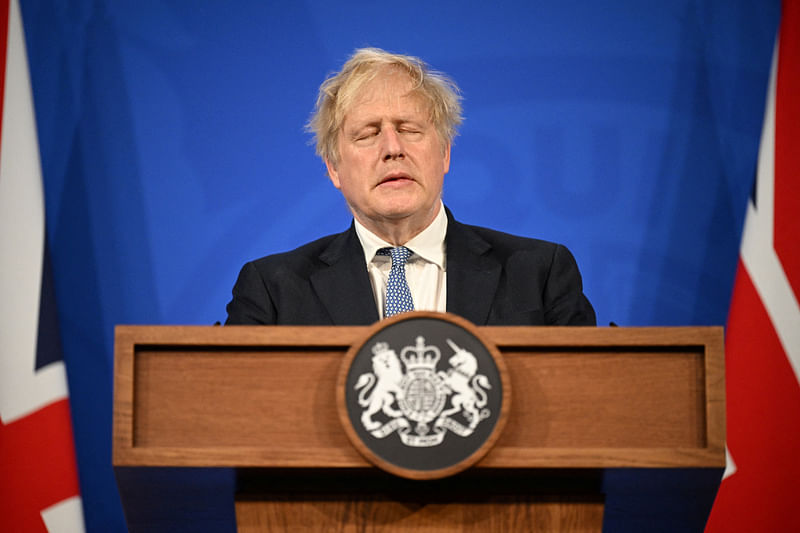 Britain's Prime Minister Boris Johnson holds a news conference in response to the publication of the Sue Gray report Into "Partygate", at Downing Street in London, England May 25, 2022