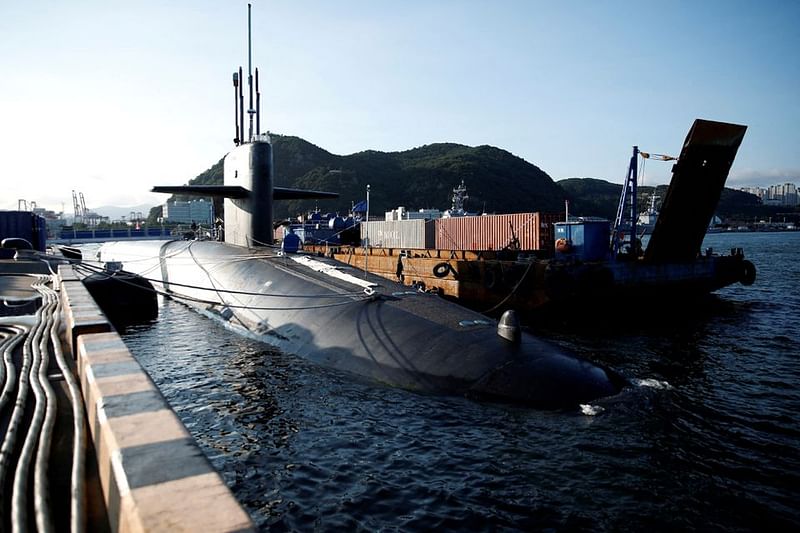 US Ballistic Missile Submarine USS Kentucky is anchored at Busan Naval Base, in Busan, South Korea, on 19 July, 2023.