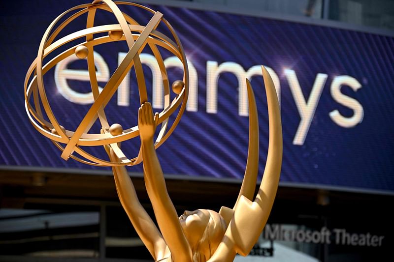 An Emmy statue is seen ahead of the 74th Emmy Awards at the Microsoft Theater in Los Angeles, California, on 12 September, 2022.