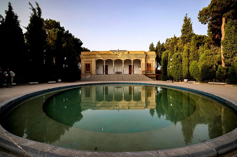 This picture taken on July 4, 2023 shows a view of the facade of the Fire Temple of Yazd (Yazd Atash Bahram) in central Iran