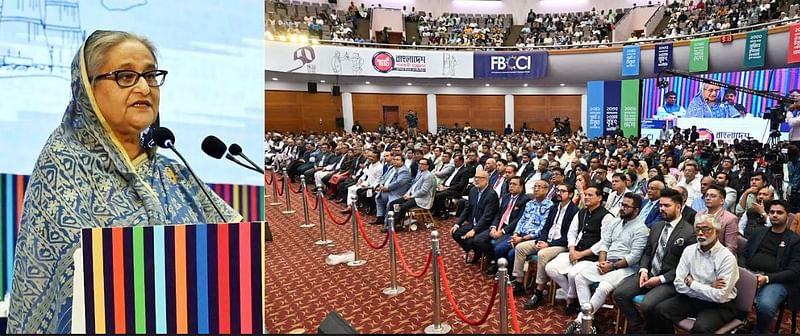 PM Hasina is addressing the Business Conference on Building Smart Bangladesh in city's Bangabandhu International Conference Center (BICC) on Saturday.