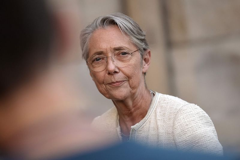 French Prime Minister Elisabeth Borne speaks to press after she received the representatives of the political parliamentary groups at the Hotel Matignon in Paris on 3 July, 2023, amid continued disturbances across France after a 17-year-old was killed by police in Nanterre, a western suburb of Paris on 27 June