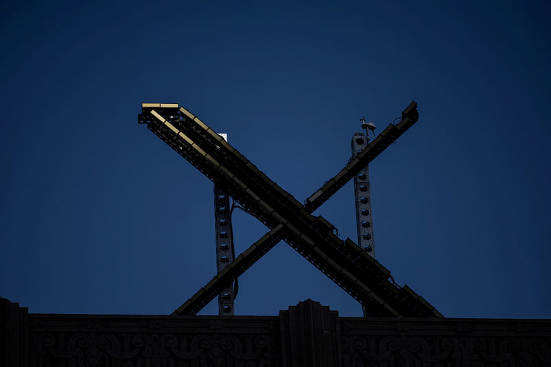 'X' logo is seen on the top of the headquarters of the messaging platform X, formerly known as Twitter, in downtown San Francisco, California, US, 30 July, 2023.