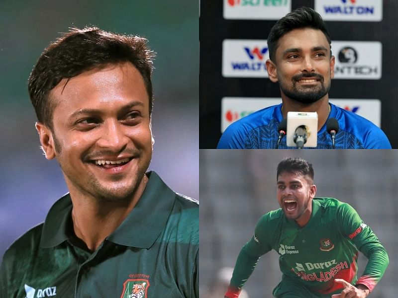 Shakib Al Hasan, Litton Das and Mehidy Hasan Miraz