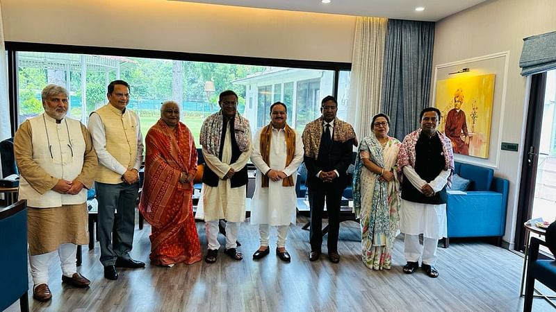 A five-member AL delegation held a meeting with BJP president JP Nadda at his residence in New Delhi on Monday