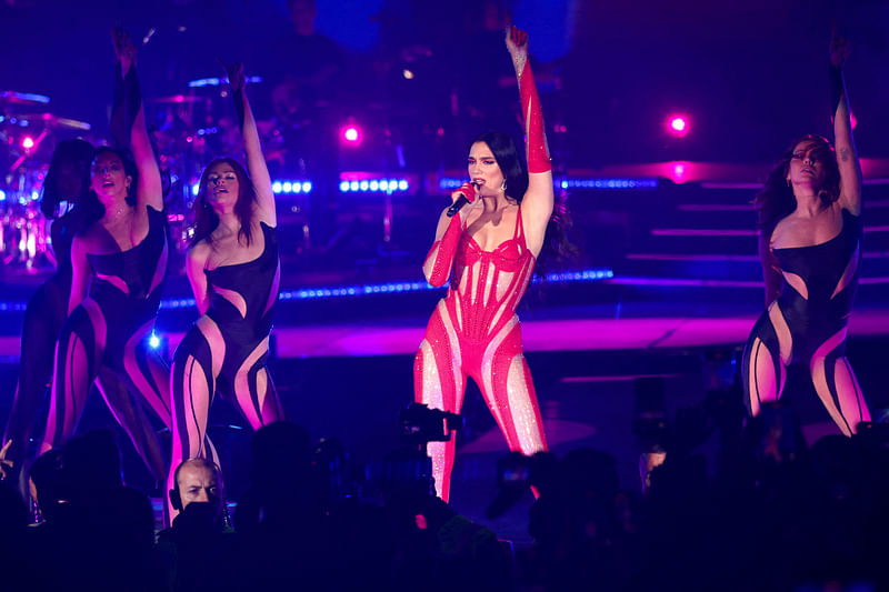 Singer Dua Lipa performs during her final show of the "Future Nostalgia" tour on Albania's 110th Anniversary of Independence at Skanderbeg square in Tirana, Albania November 28, 2022