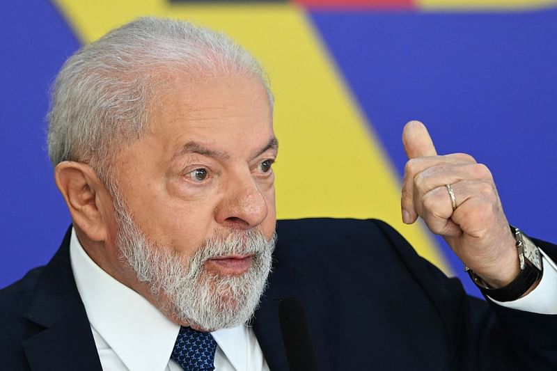 Brazilian President Luiz Inacio Lula da Silva speaks during a breakfast with foreign correspondents at the Planalto Palace in Brasilia on 2 August, 2023