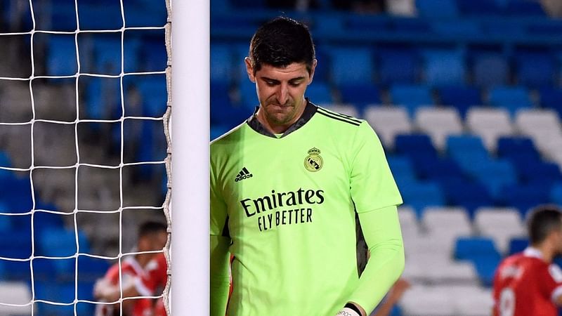 Real Madrid's Belgian goalkeeper Thibaut Courtois