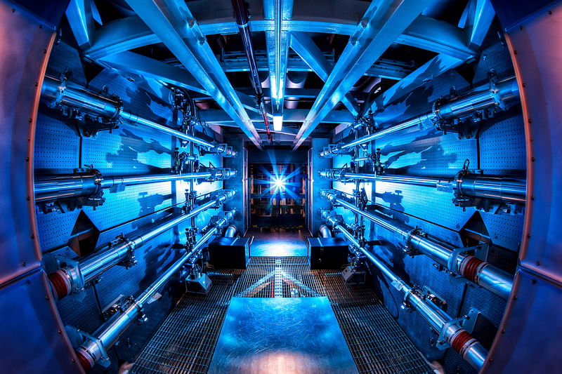 The National Ignition Facility’s preamplifier module increases the laser energy as it travels to the Target Chamber in an undated photograph at Lawrence Livermore National Laboratory federal research facility in Livermore, California, U.S.