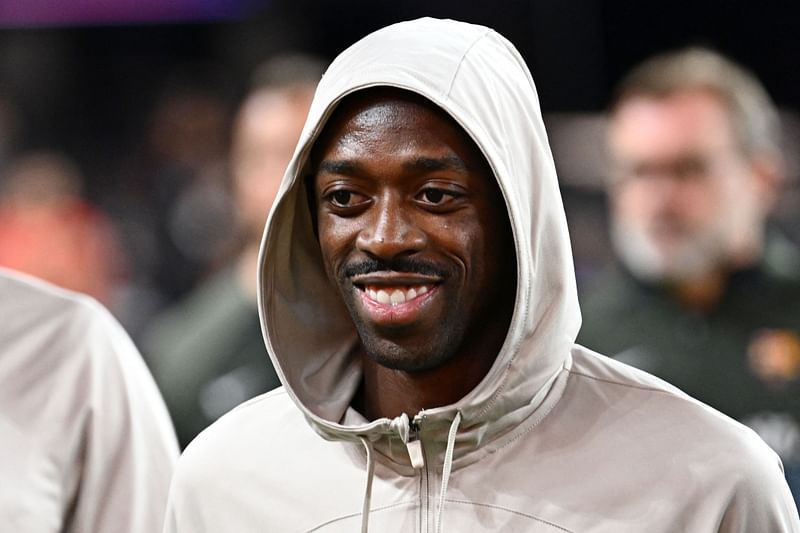 Barcelona's French midfielder Ousmane Dembele looks on ahead of the pre-season friendly football match between AC Milan and FC Barcelona, at Allegiant Stadium in Las Vegas, Nevada on 1 August 2023