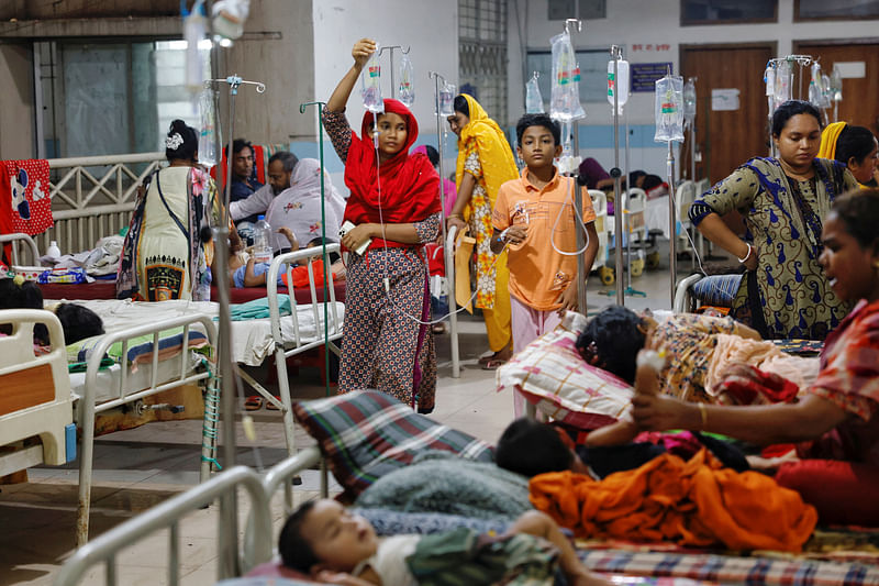 Dengue-infected people are hospitalised for treatment at the Mugda Medical College and Hospital, as the death toll from the disease has surpassed the previous record in the country, in Dhaka, Bangladesh, 7 August 2023.