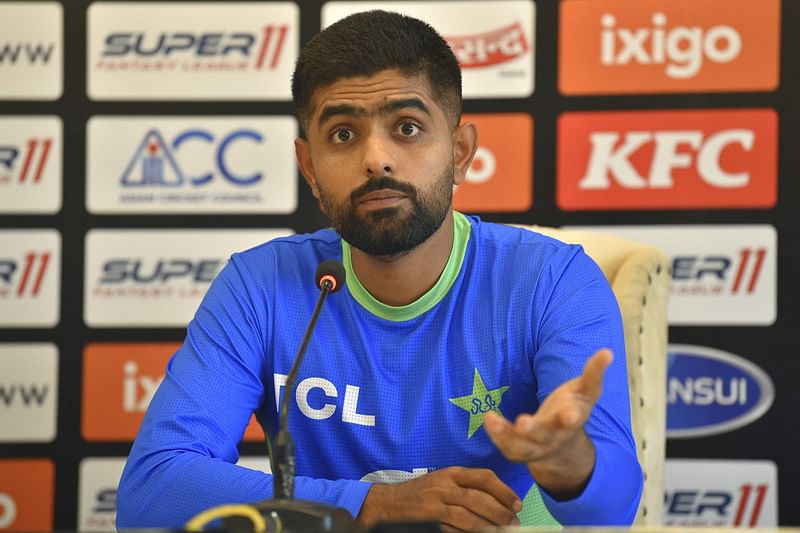 Pakistan's captain Babar Azam speaks during a press conference on the eve of their Asia Cup match against Nepal at the Multan Cricket Stadium in Multan on 29 August 2023