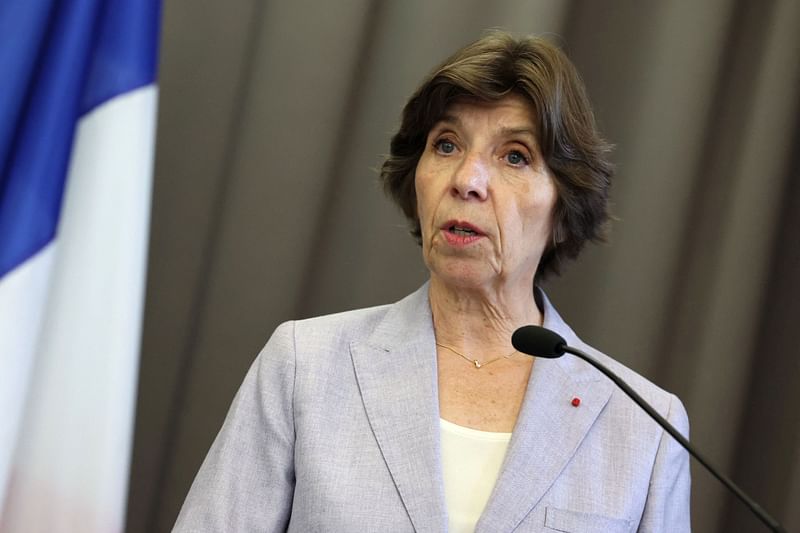 French foreign and European affairs minister Catherine Colonna speaks during a press conference held with her German counterpart in Lauterbourg, eastern France, on 21 July, 2023