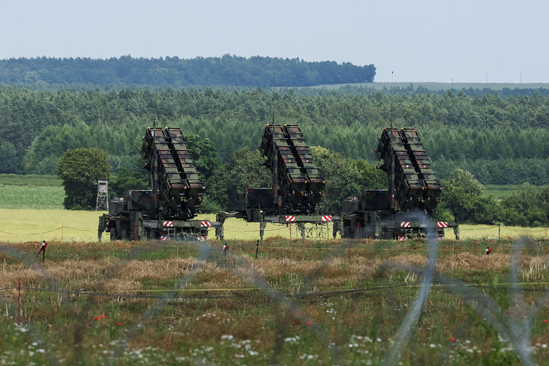 German Patriot air defence system units are seen at the military base, during German Defence Minister Boris Pistorius’ visit, near Zamosc, Poland on 3 July, 2023