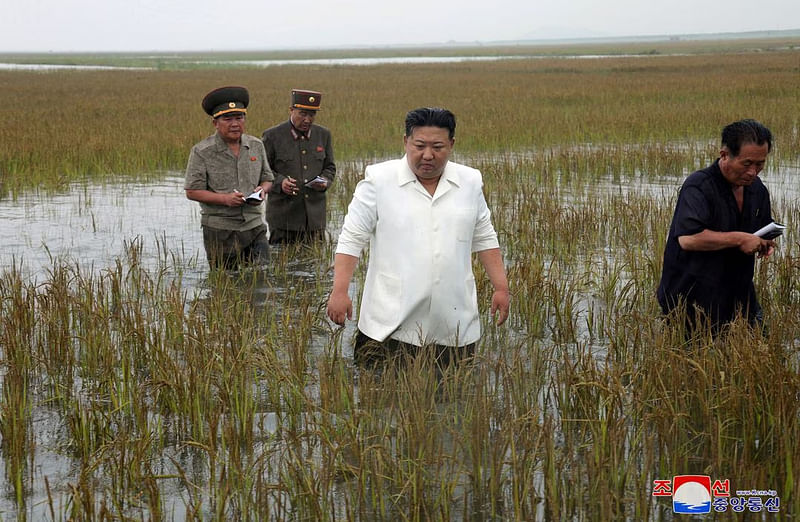 North Korean leader Kim Jong Un gives a field guidance in South Pyongan Province, North Korea, in this undated photo released by North Korea's Korean Central News Agency (KCNA) on 21 August, 2023