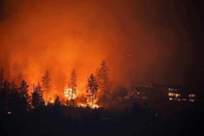 The fire is centered around Kelowna, a city some 300 kilometres (180 miles) east of Vancouver, with a population of about 150,000.