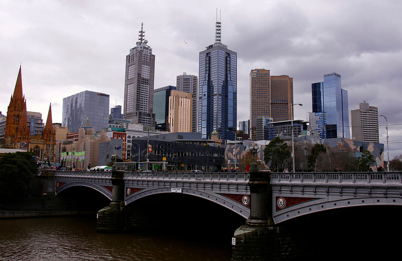 The central business district (CBD) of Melbourne can be seen from the area located along the Yarra River called Southbank located in Melbourne, Australia, July 27, 2016