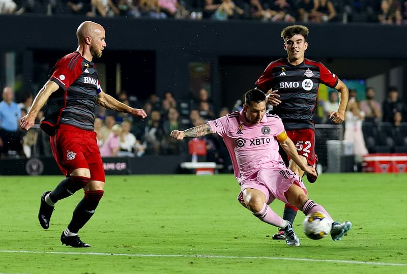 Inter Miami's Argentine forward Lionel Messi controls the ball during the Major League Soccer (MLS) match between Inter Miami CF and Toronto FC at DRV PNK Stadium in Fort Lauderdale, Florida on 20 September 2023