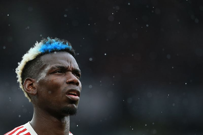 A picture taken on 7 August, 2021 in Manchester shows Manchester United's French midfielder Paul Pogba