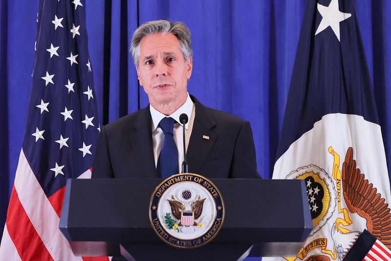 US secretary of state Antony Blinken speaks during a press conference at the Lotte Palace Hotel on 22 September, 2023 in New York City.