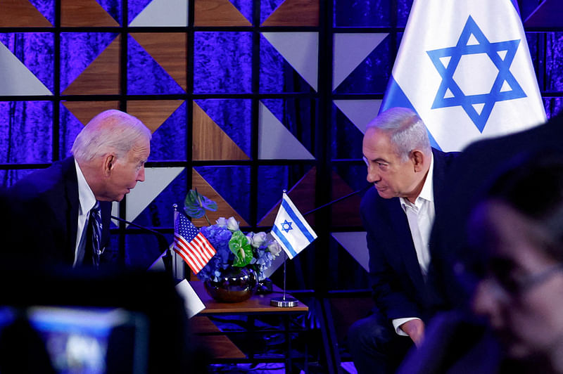 US President Joe Biden has demonstrated unwavering support for Israel's security over a half century in public life. In this photo, Biden attends a meeting with Israeli Prime Minister Benjamin Netanyahu, as he visits Israel amid the ongoing conflict between Israel and Hamas, in Tel Aviv, Israel, October 18, 2023