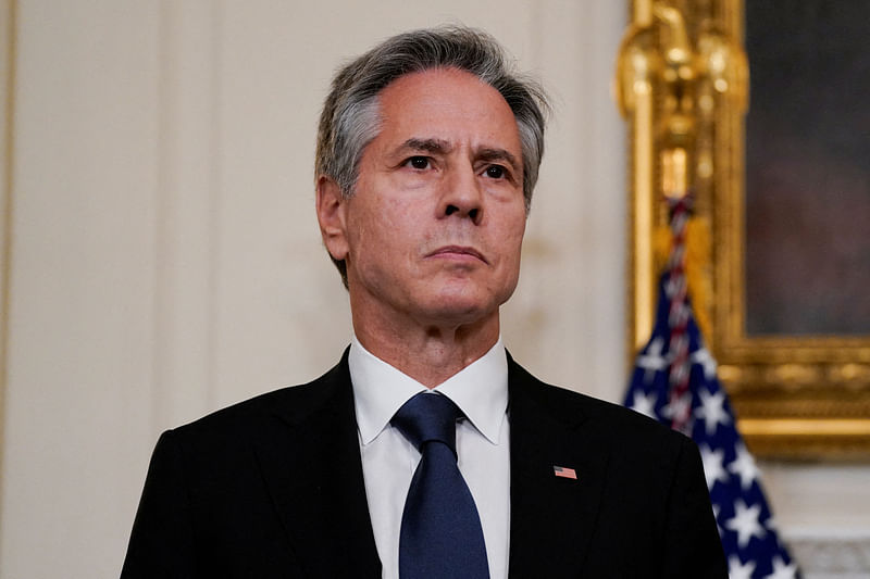 U.S. Secretary of State Antony Blinken looks on on 7 October, 2023