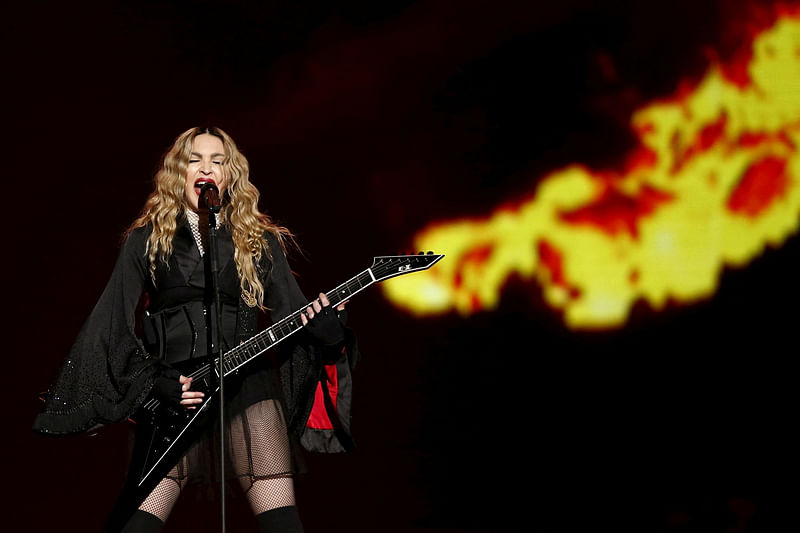 Singer Madonna performs during her concert at the AccorHotels Arena in Paris, France, 9 December, 2015, on her Rebel Heart Tour.