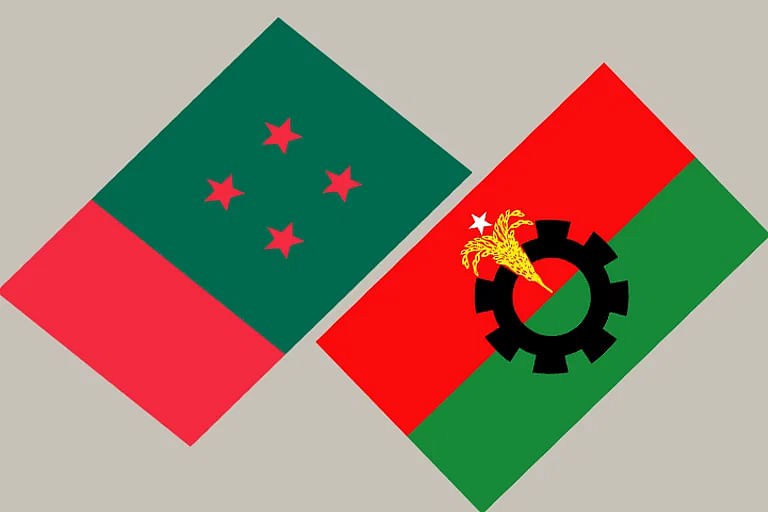 Flags of Awami League and BNP