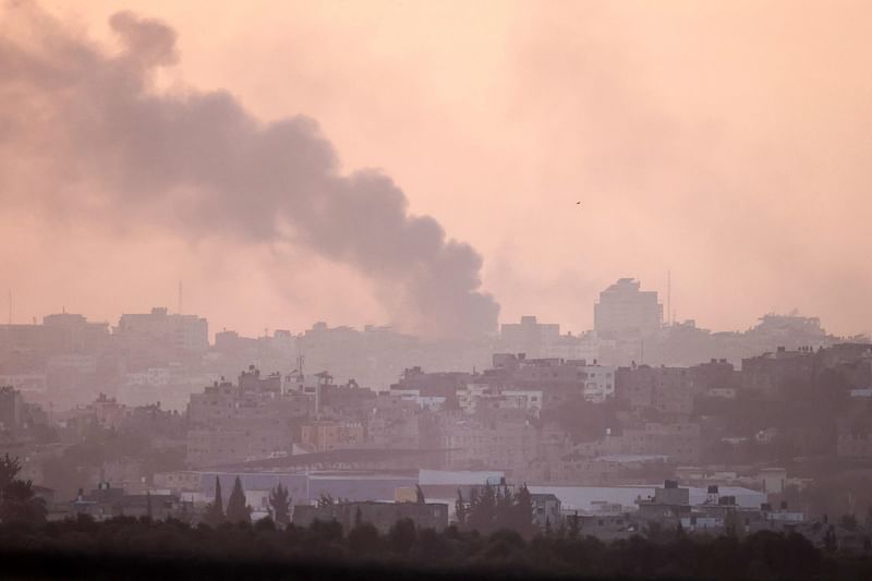 This picture taken on 9 November, 2023 from a position along the border with the Gaza Strip in southern Israel, shows smoke billowing from Gaza amid ongoing battles between Israeli forces and the Palestinian Hamas movement