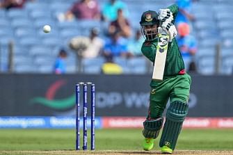 Bangladesh's Liton Das plays a shot during the 2023 ICC Men's Cricket World Cup one-day international (ODI) match between Australia and Bangladesh at the Maharashtra Cricket Association Stadium in Pune on November 11, 2023.