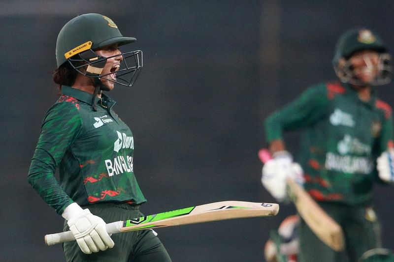 Bangladesh's Nigar Sultana Joty celebrates a win