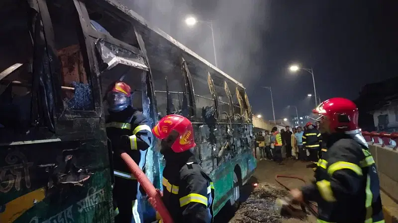 A bus was burnt at Gulistan of Dhaka on 18 November 2023.